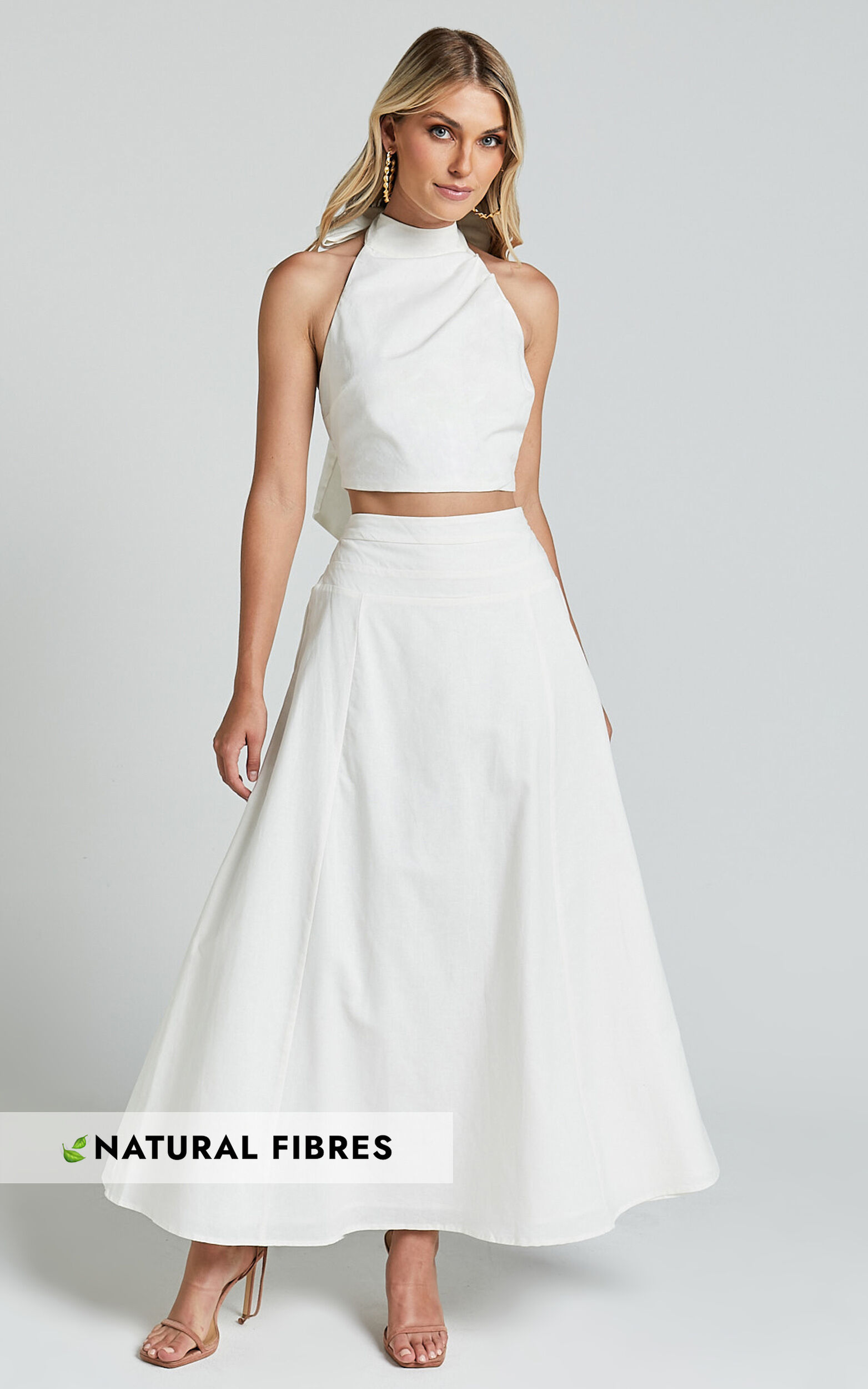 Amalie The Label - Cartia Linen Blend High Waisted Maxi Skirt in White - 06, WHT1