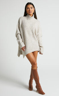 Luella Jumper - Oversized Turtle Neck Jumper in Oatmeal