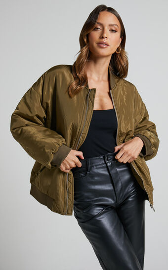 Jescinta Jacket - Oversized Bomber Jacket in Olive