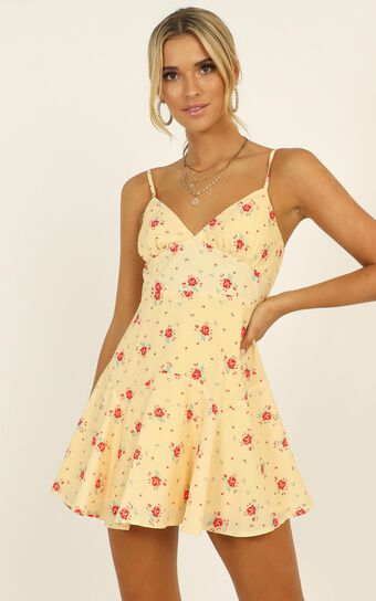 Hot Girl Summer Dress In Yellow Floral