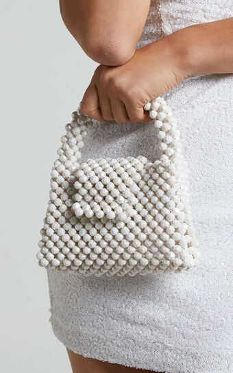 Jaynee Beaded Bag in Pearl