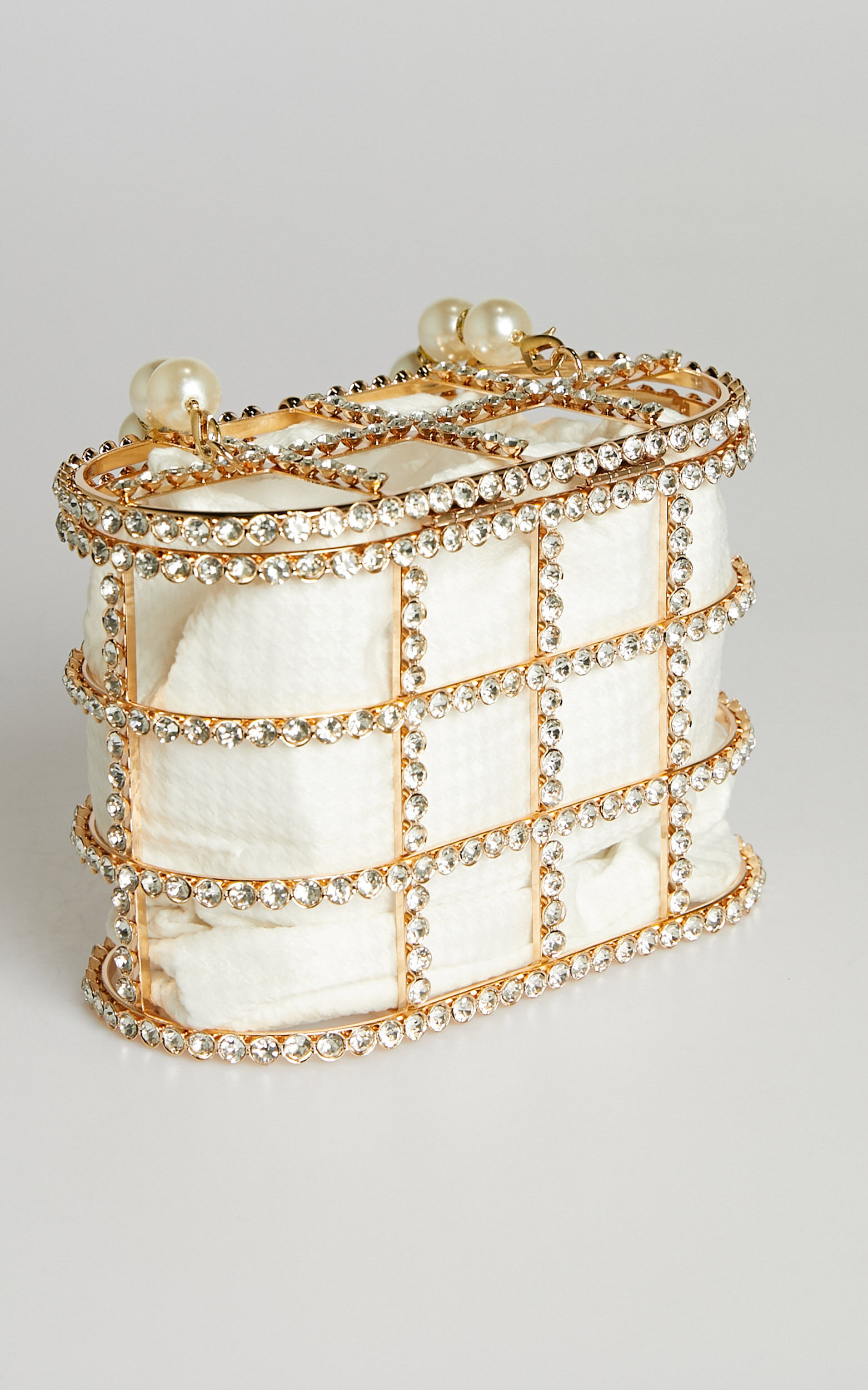 Gold cage best sale clutch bag