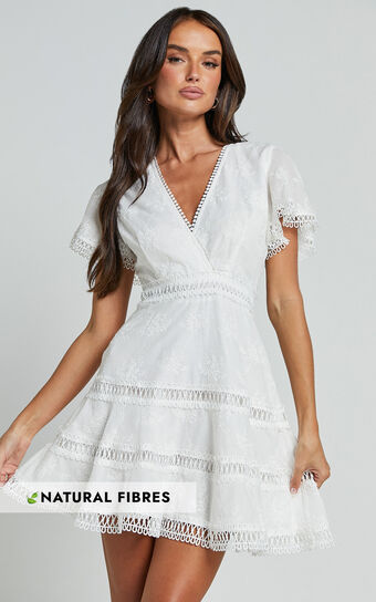 Fancy A Spritz Mini Dress In White Embroidery