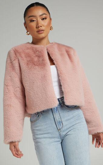 Linley Faux Fur Jacket in Pink