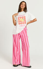 Gladiola Two Piece Set - Amalfi Limone Oversized Tee and Stripe Pant ...