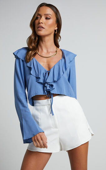 Rumina Top - Long Sleeve Top in Blue