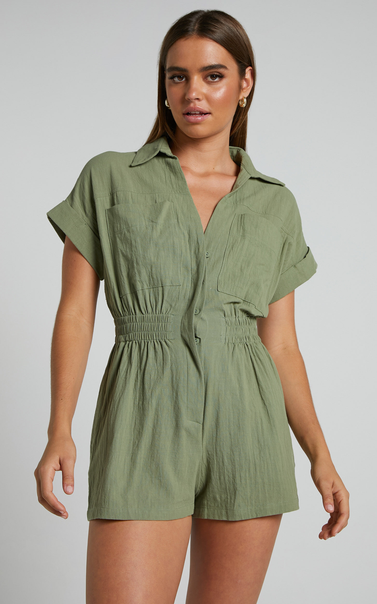 Utility new arrivals playsuit khaki