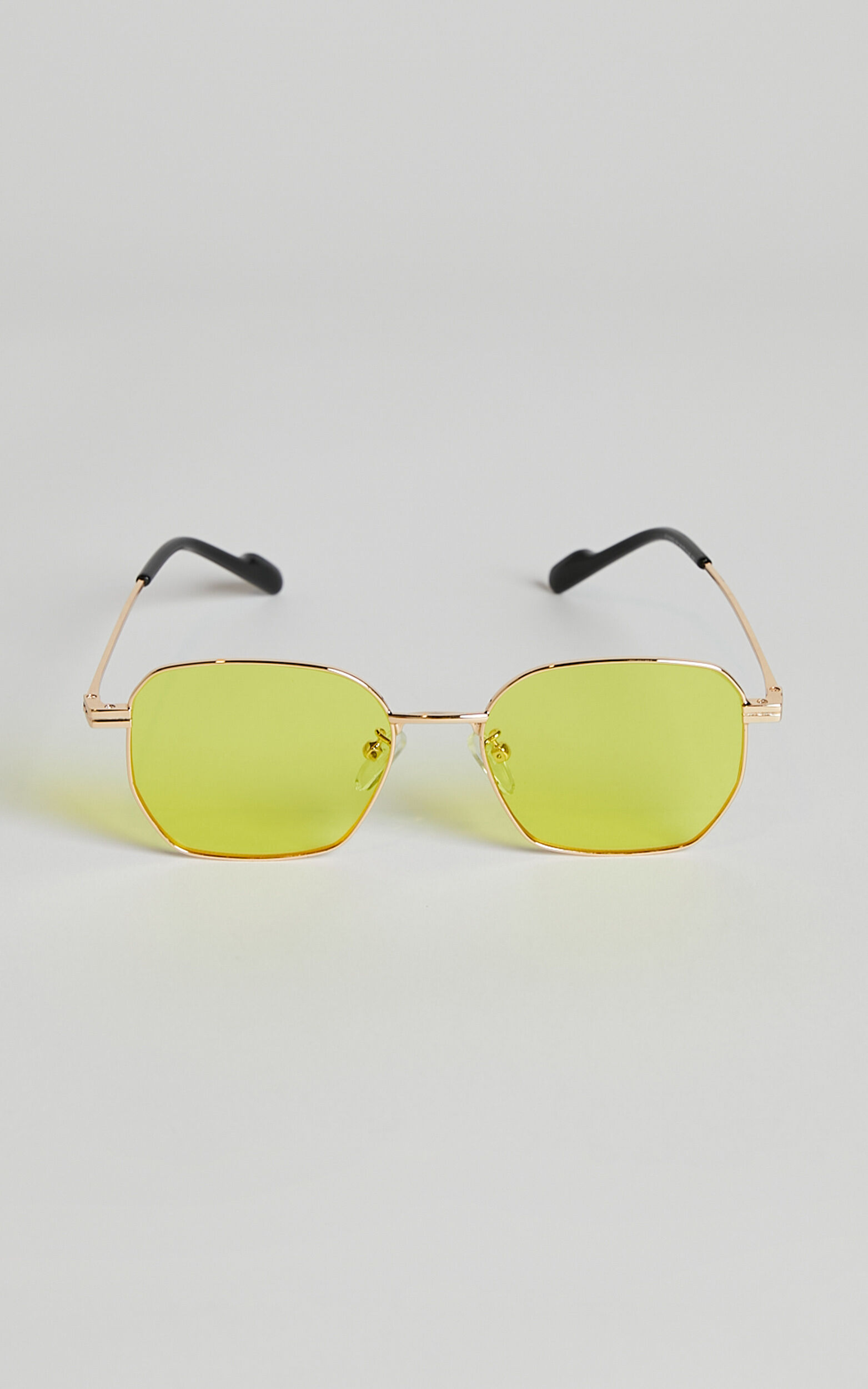 Hexagon yellow sunglasses hot sale