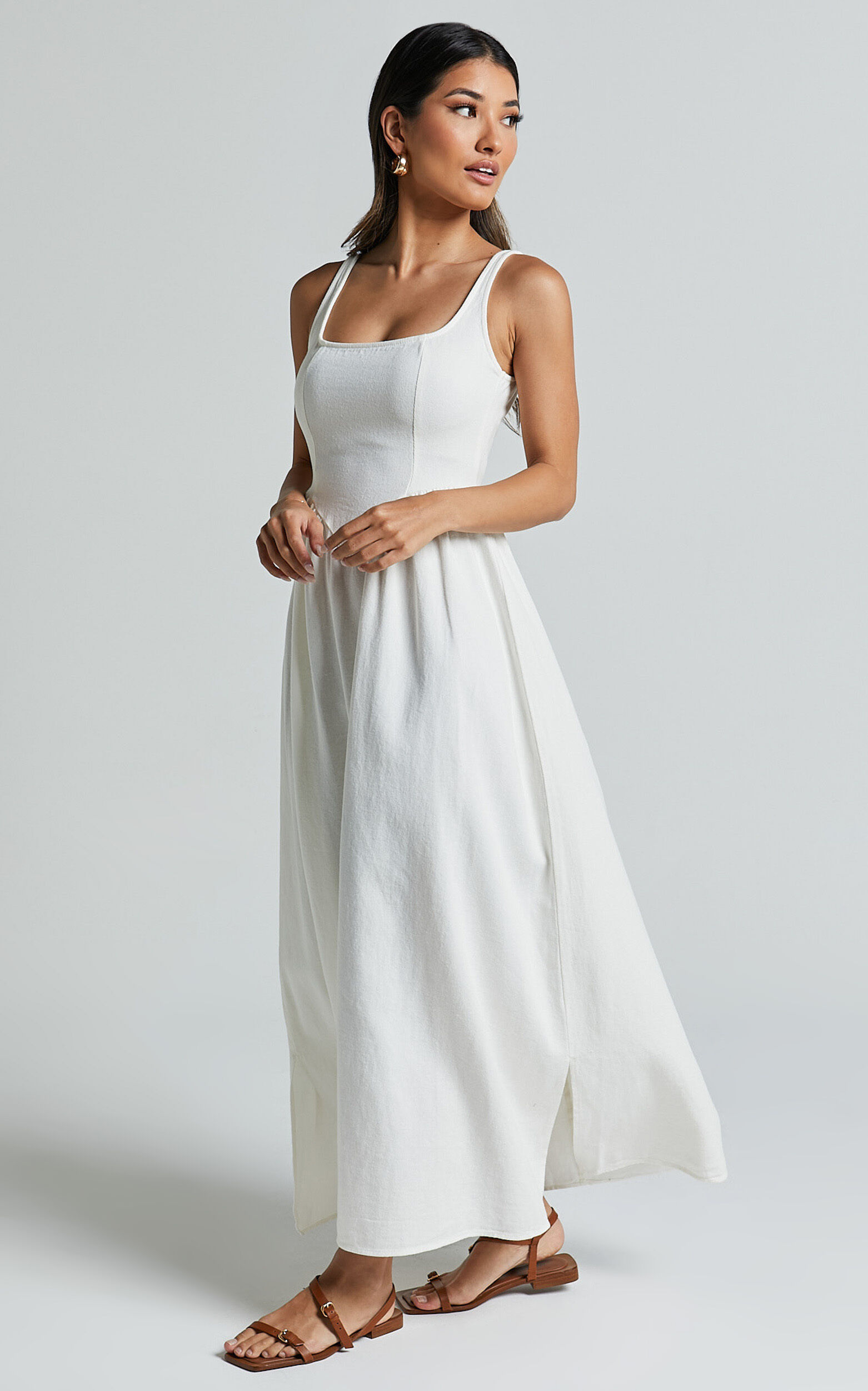 Fit and flare clearance white midi dress