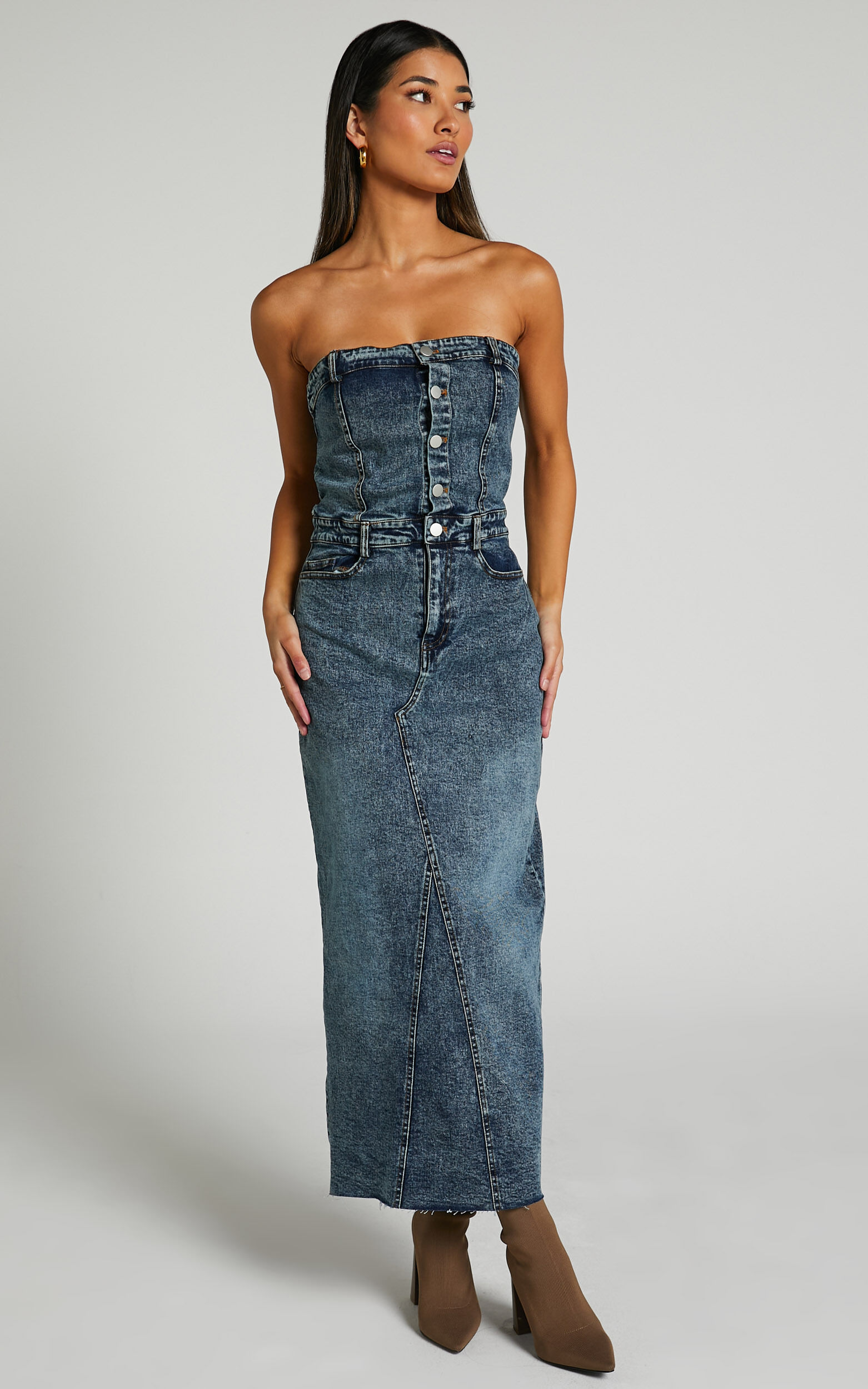 Strapless button on sale down dress