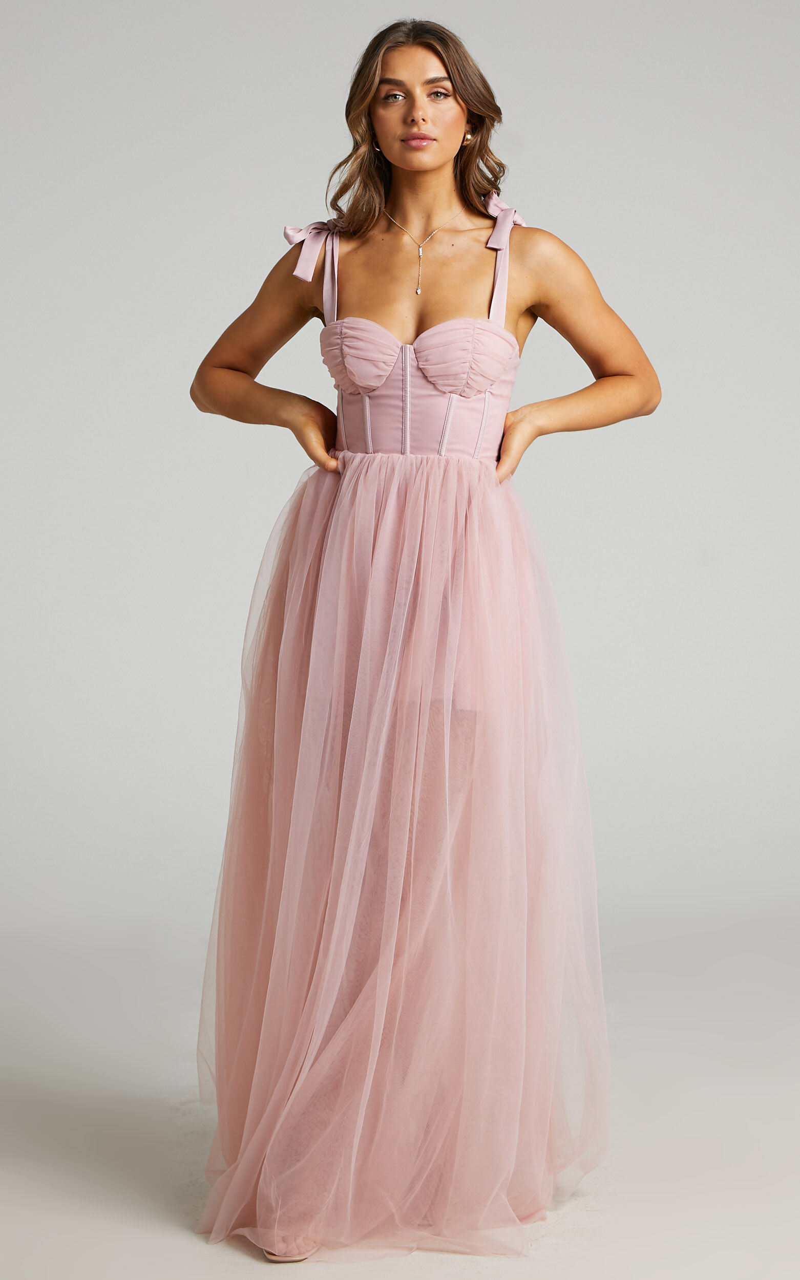 Blush tulle sales maxi dress