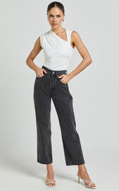 Inessa Top - Sleeveless Asymmetrical Neck Top in Off White | Showpo