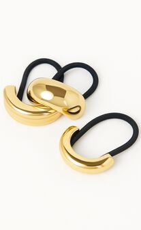 Simona Hair Tie - Chunky Metal Hair Tie Three Pack in Gold