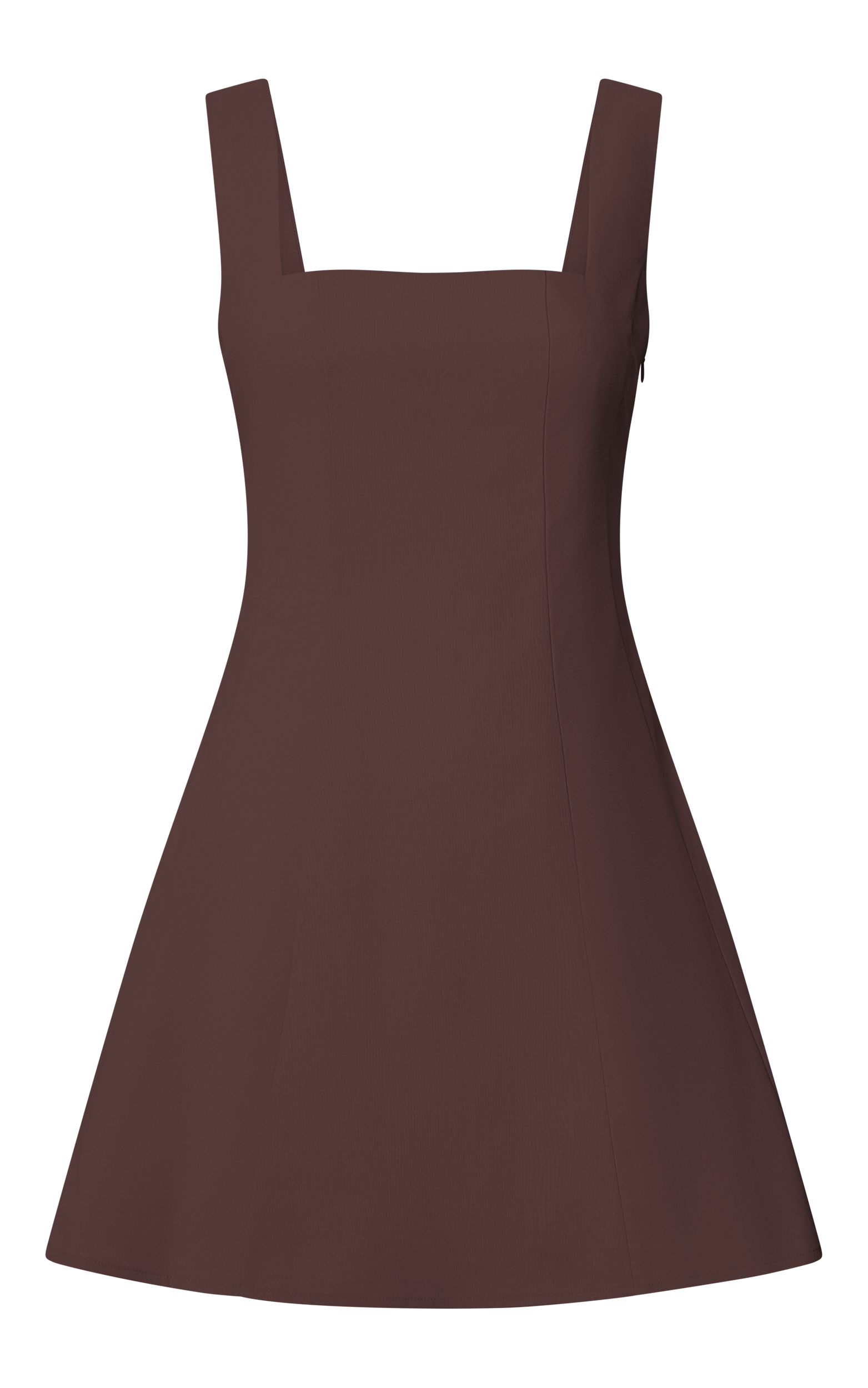 Adiana Mini Dress - Linen Look Square Neck Shirred Back A Line Dress in ...