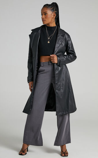Desdemona Coat - Belted Trench Coat in Black
