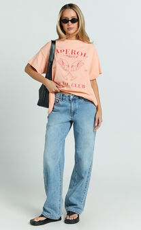 Jessica Top - Aperol Oversized Print Tee in Orange