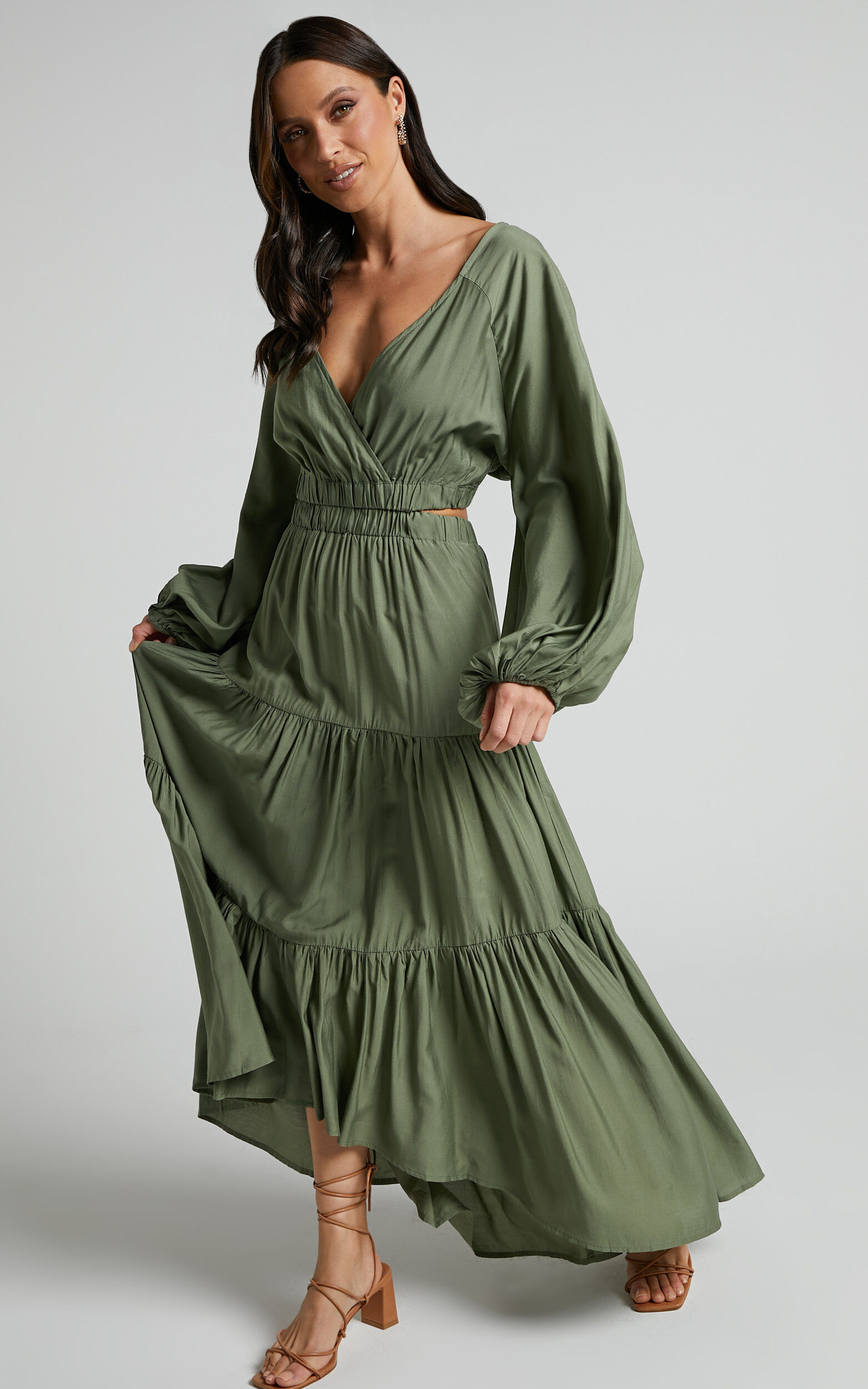 Long sleeve maxi on sale a line dress