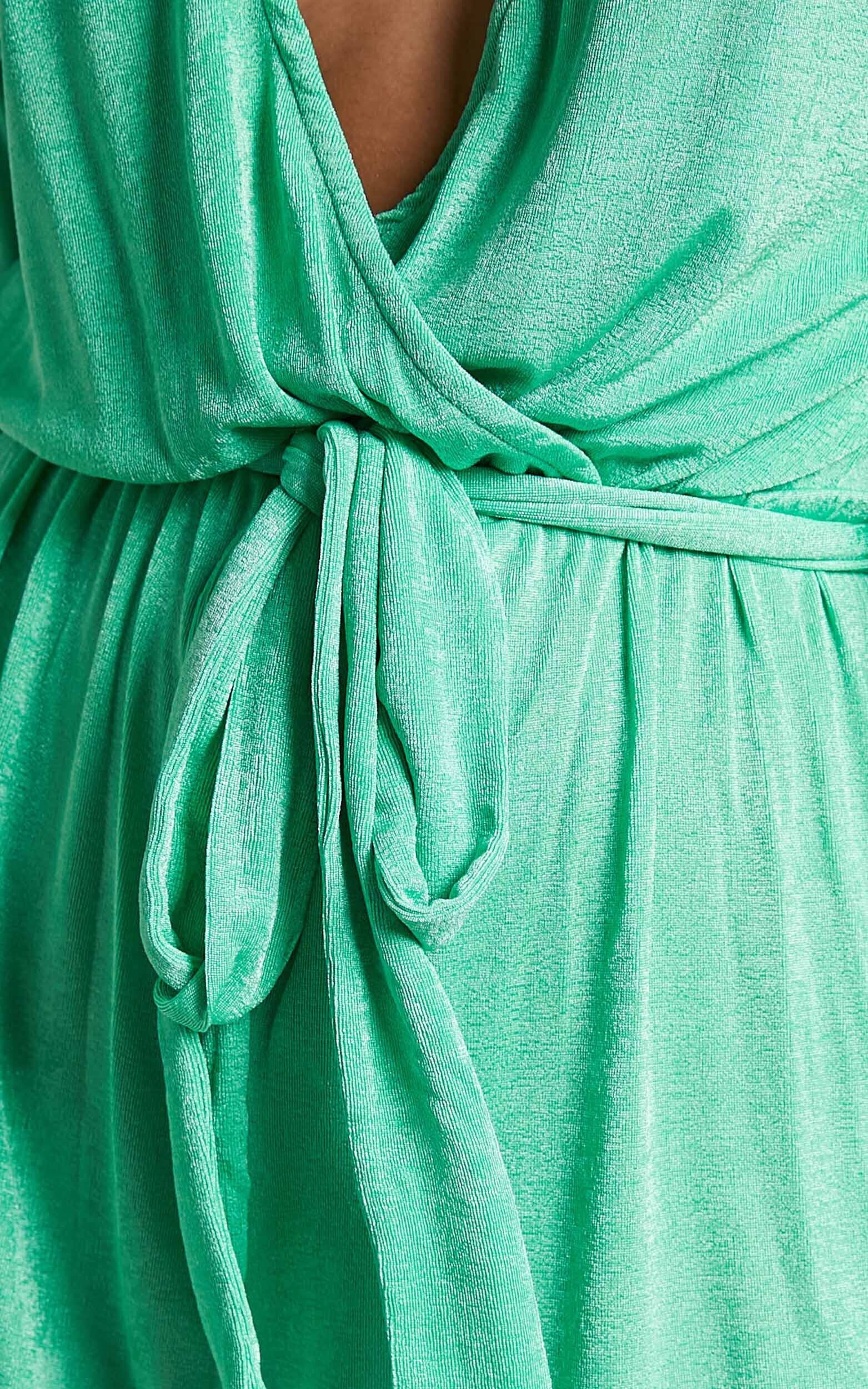 Green long sleeve playsuit outlet