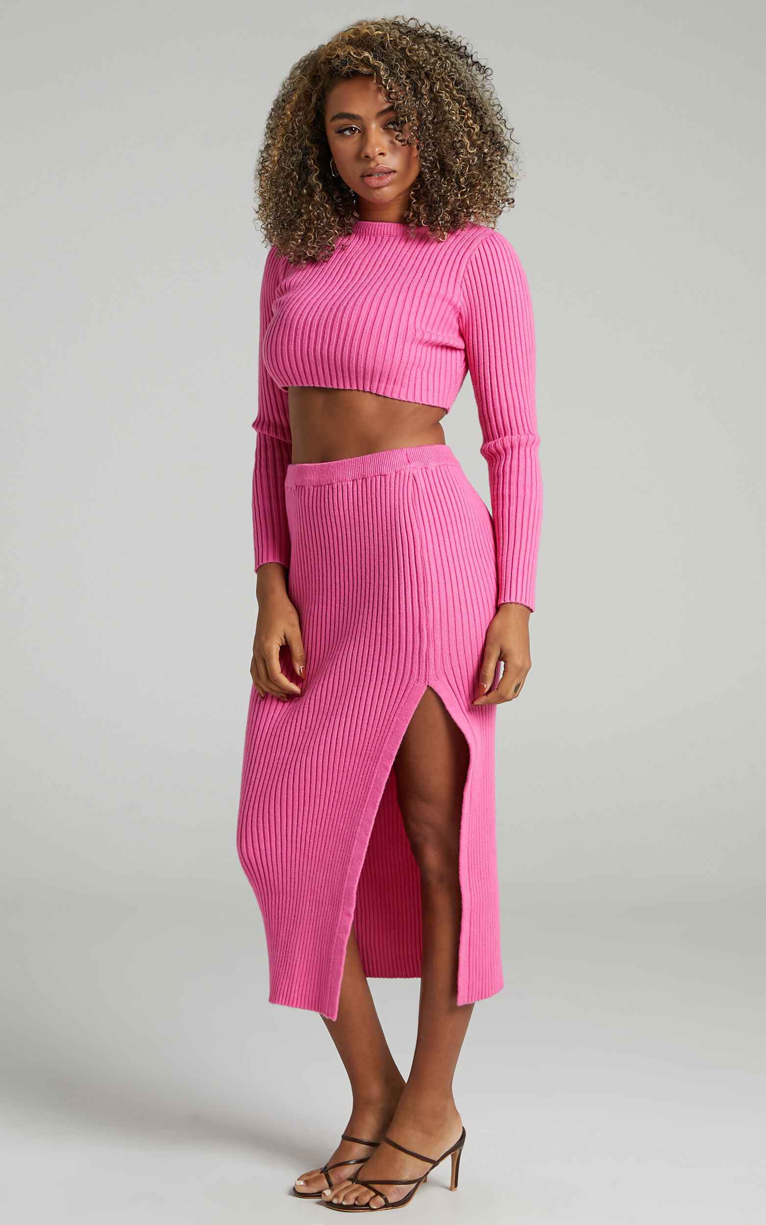 Kodah Knit Skirt in Hot Pink Showpo