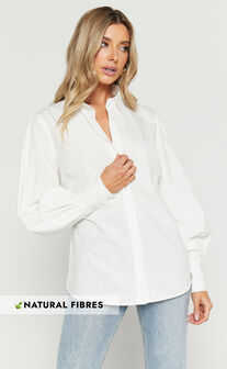 Tansu Long Sleeve Tie Back Shirt in White