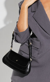 Nikki Mini Shoulder Bag in Black PU