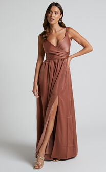 Revolve Around Me Midi Dress - V Neck Wrap Dress in Dusty Rose