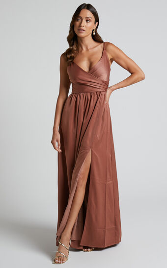 Revolve Around Me Midi Dress - V Neck Wrap Dress in Dusty Rose