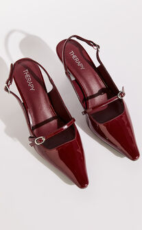 Therapy Shoes - Parlour Slingback Heels in Cherry Patent