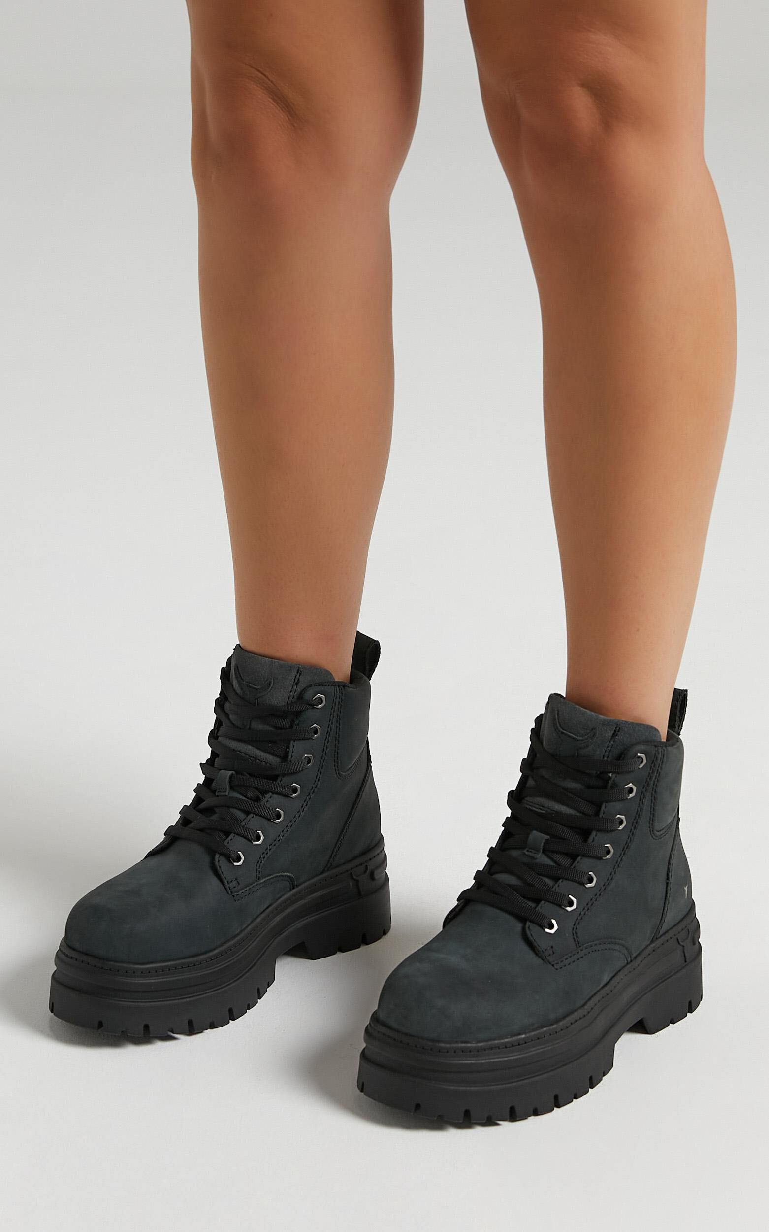 Windsor Smith Attitude Boots in Charcoal Nubuck Showpo