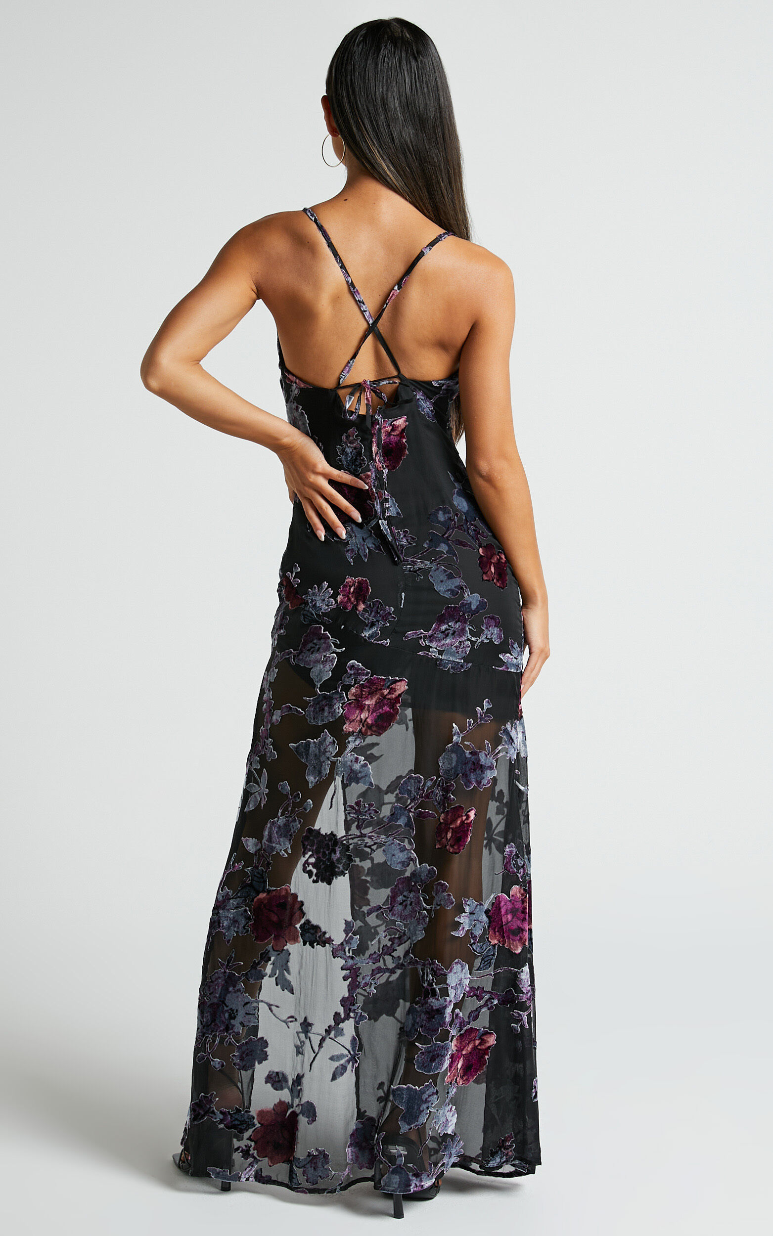 Cross back long dress store