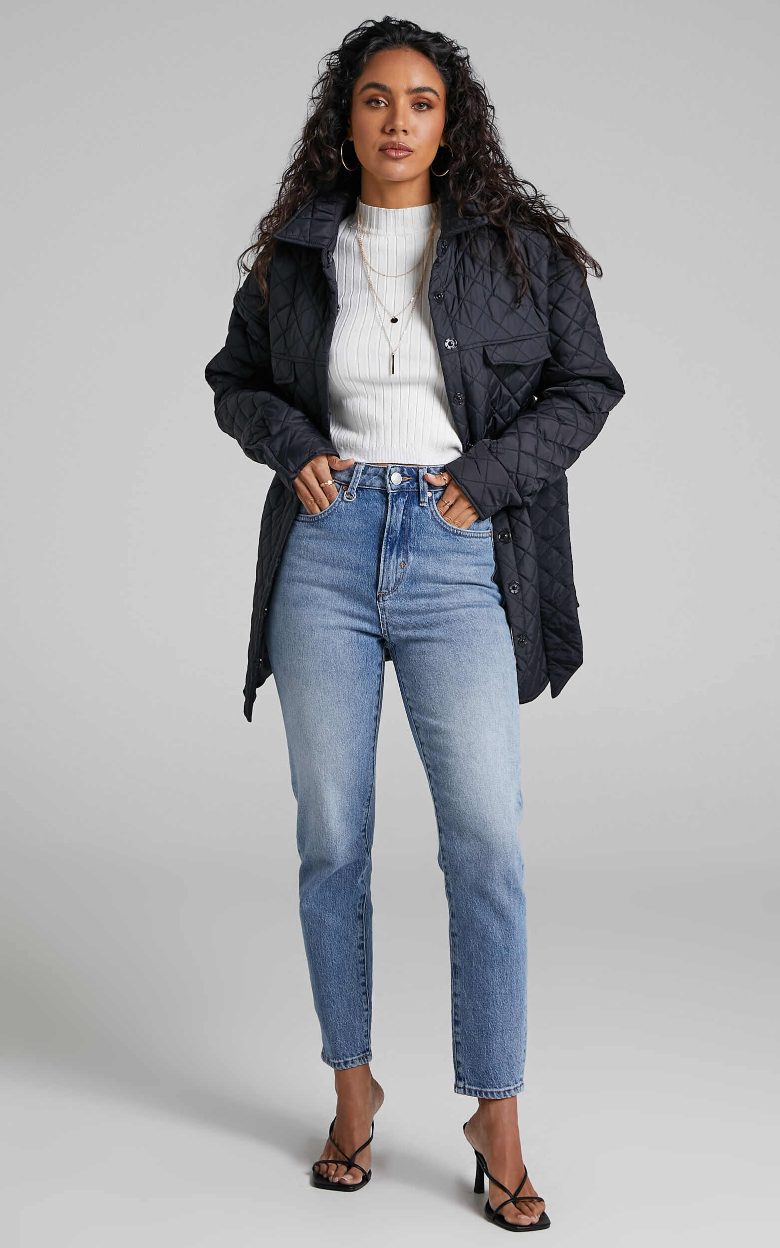 Quilted button new arrivals up jacket