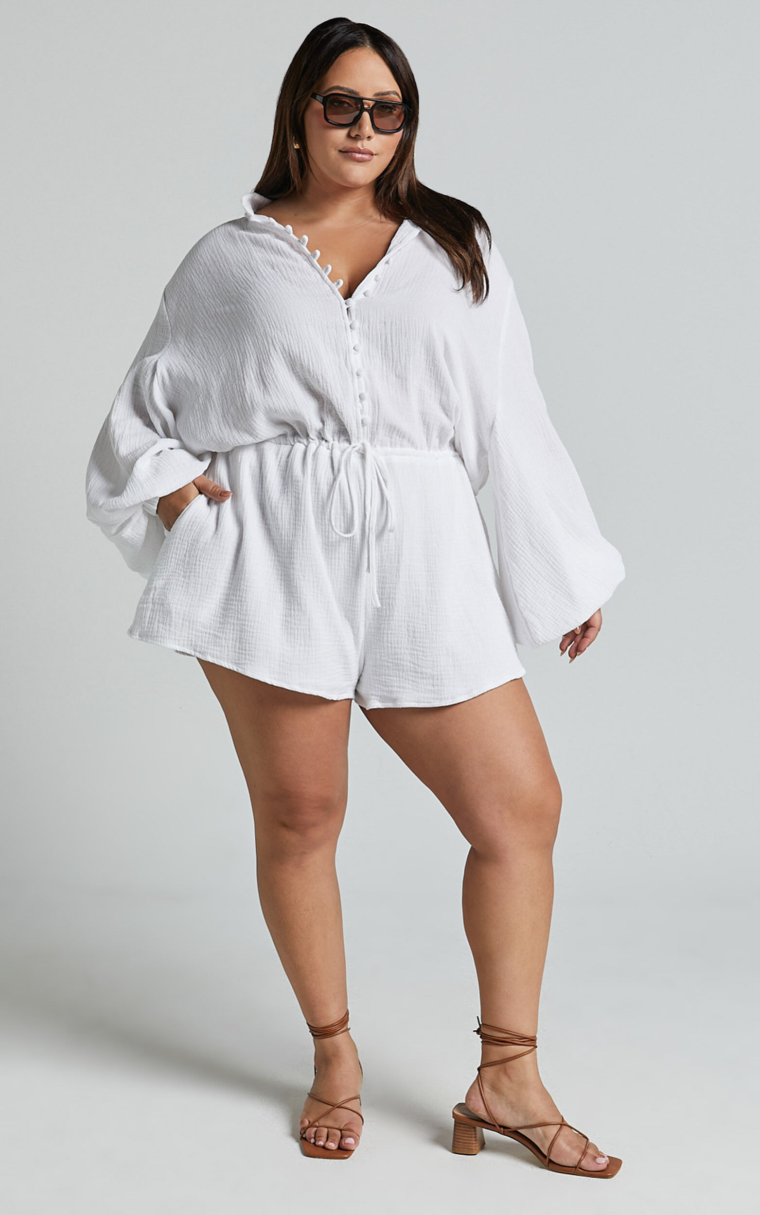 White fitted playsuit sale