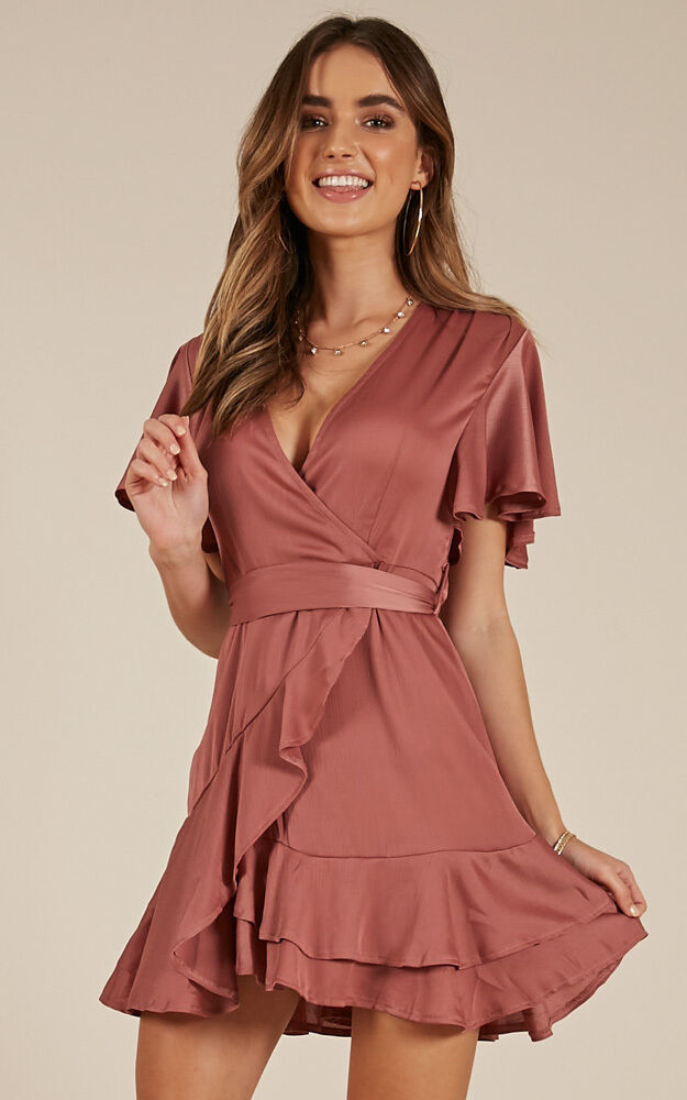 Thin ice dress in rose sateen top