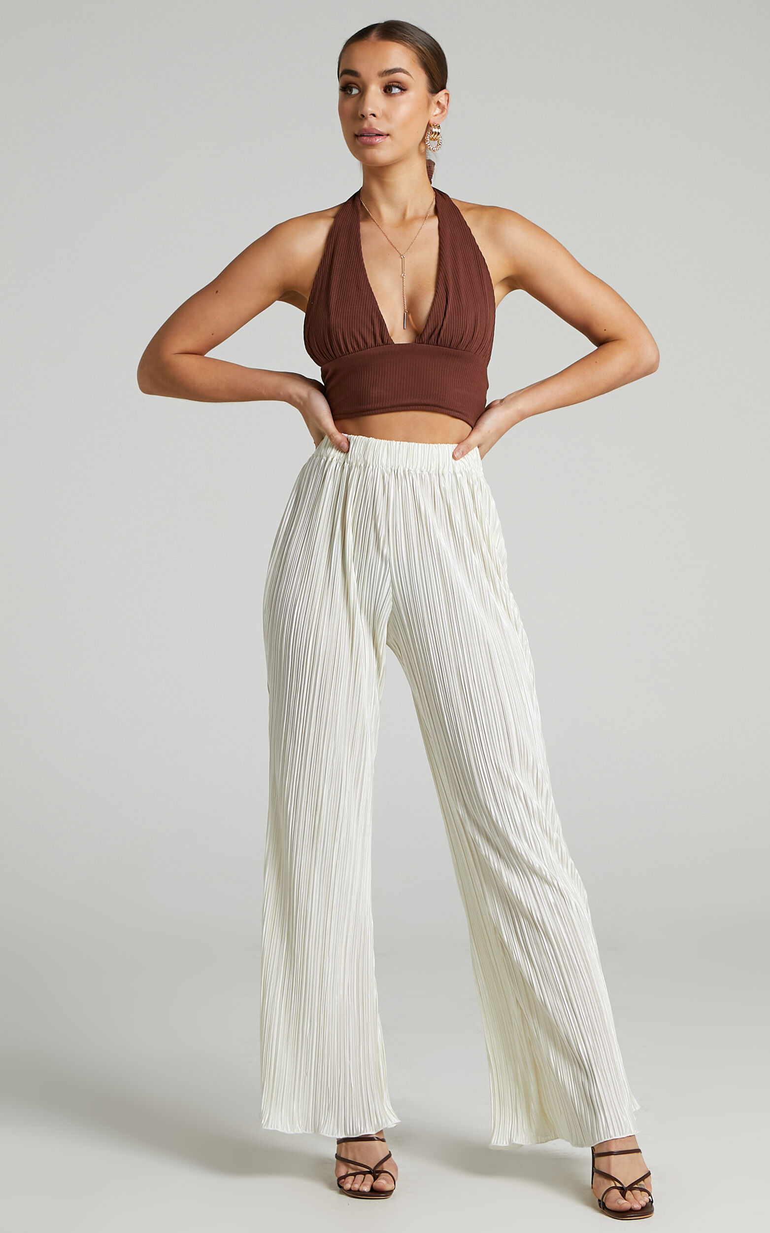 Plisse flared trousers cheap
