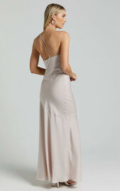 Rosalyn Maxi Dress - Asymmetric One Shoulder Cross Back Slip in Ivory ...