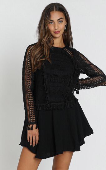 Bodhi Crochet Detail Dress in Black