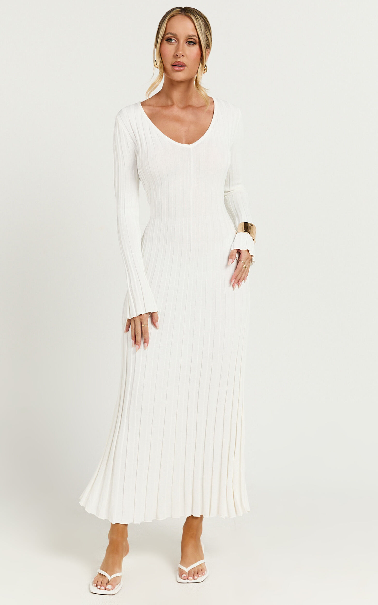 Long white knit dress shop