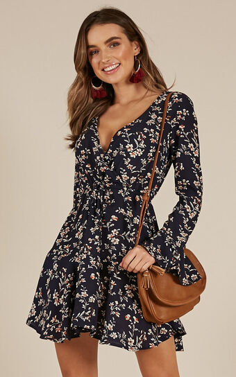 Falling Out Dress In Navy Floral
