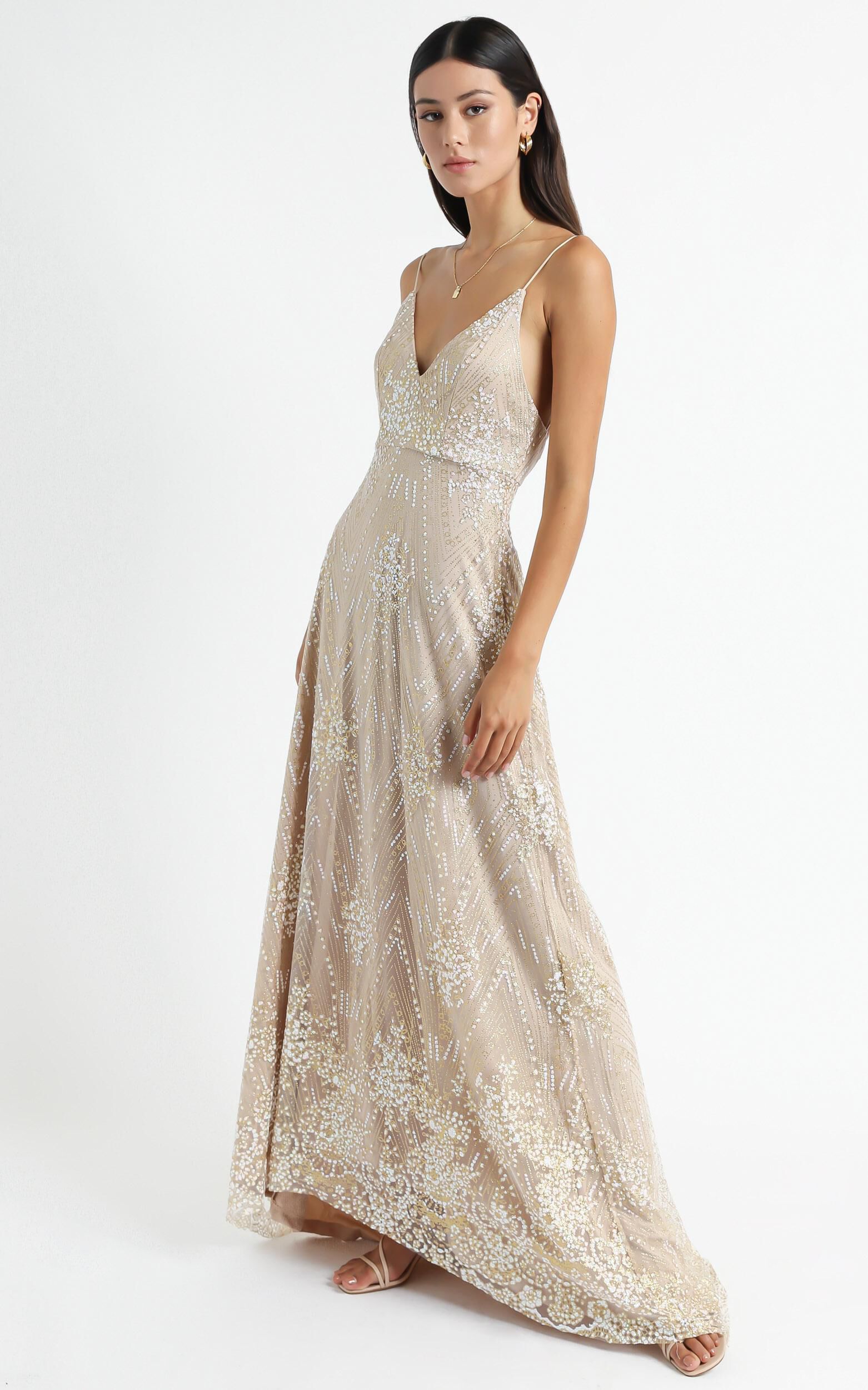 Called out dress in gold hot sale sparkle