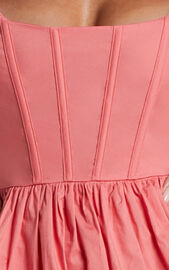 Brianda Mini Dress - Corset Bodice Bubble Hem Dress in Coral | Showpo USA