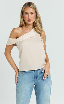 Indah Top - Draped Off Shoulder Top in Ivory