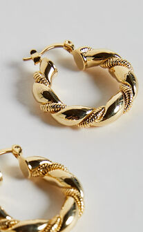 Heather Earrings - Twisted Hoop Earrings in Gold