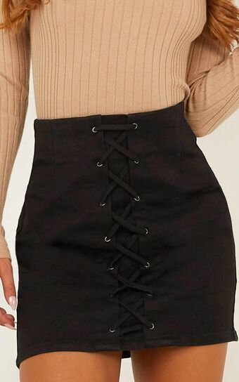 Midnight Plans Denim Skirt in Black