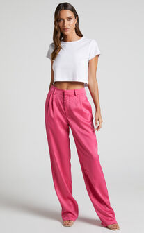 Jannie Pants - High Waist Tailored Pants in Pink