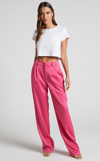 Jannie Pants - High Waist Tailored Pants in Pink