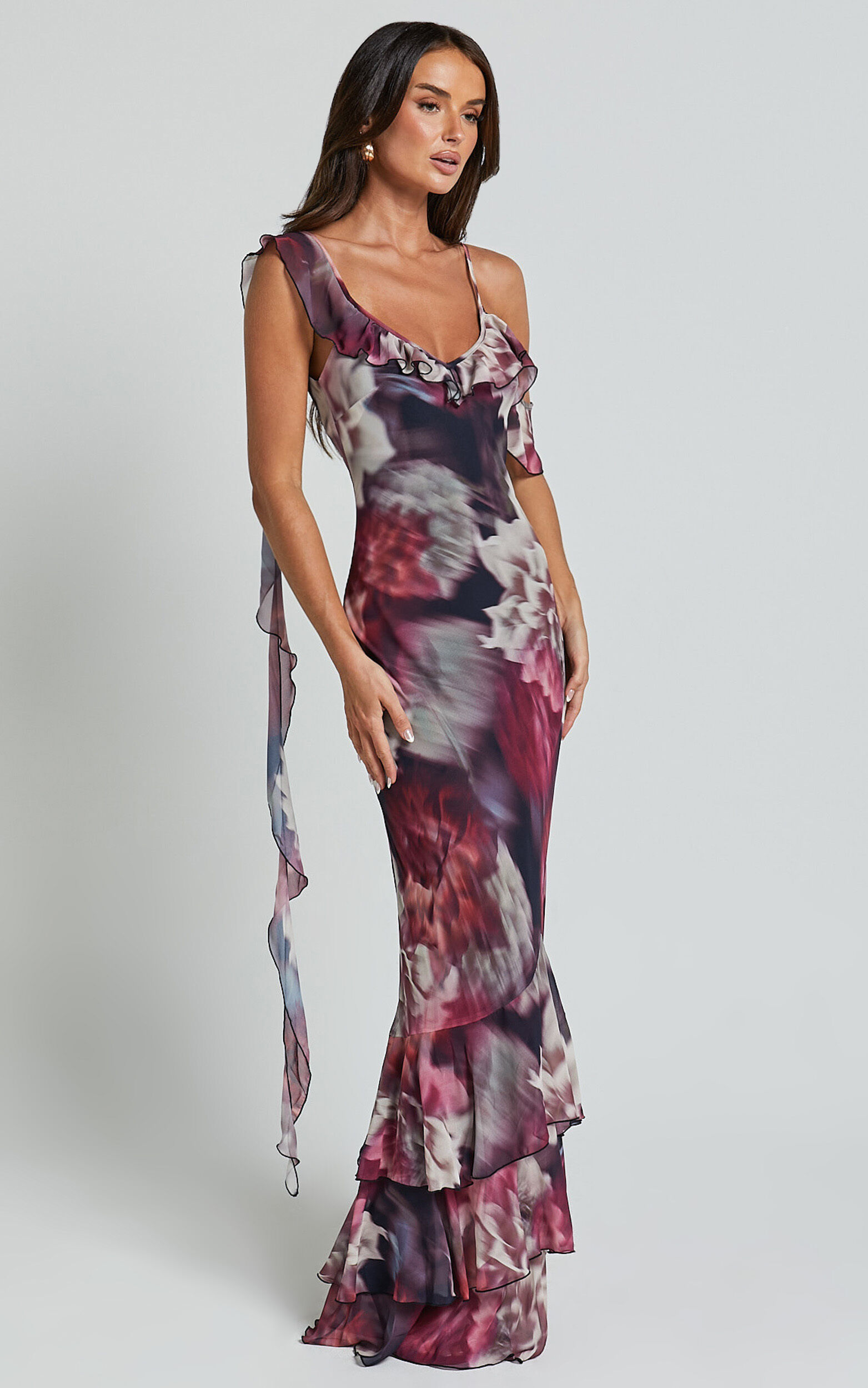 Ruffle detail maxi dress store