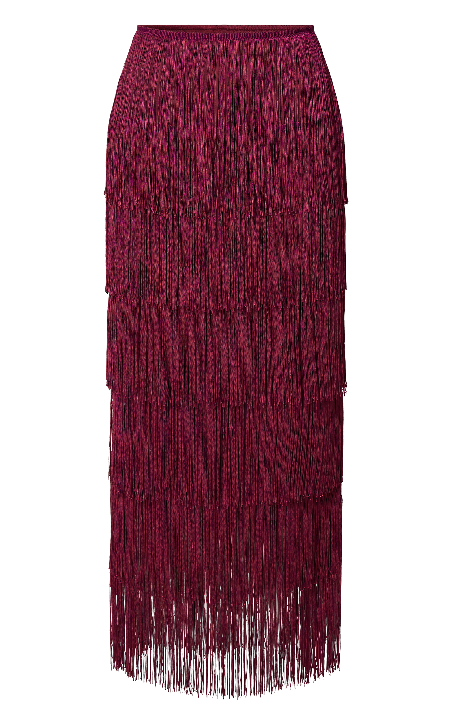 Fringed flared tweed midi skirt