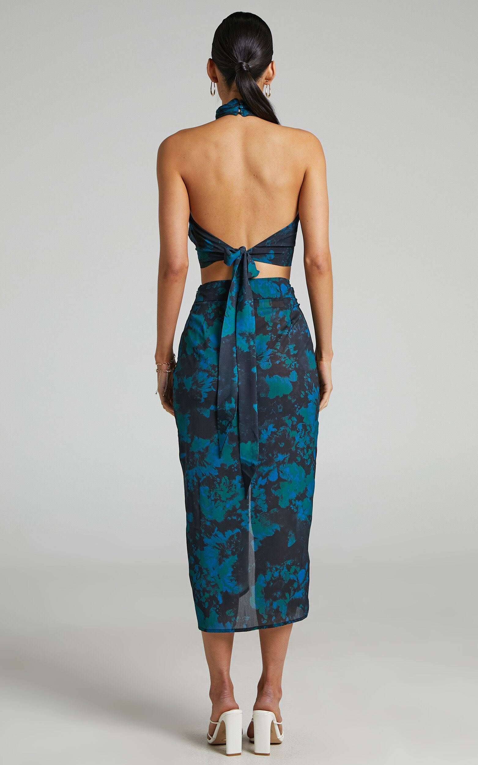 Mirski Two Piece Set - High Neck Halter Top and Twist Front