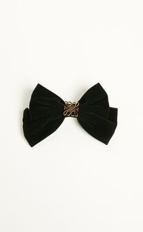 Mishka Hair Bow - Large Velvet Gold Detail Hair Bow in Black