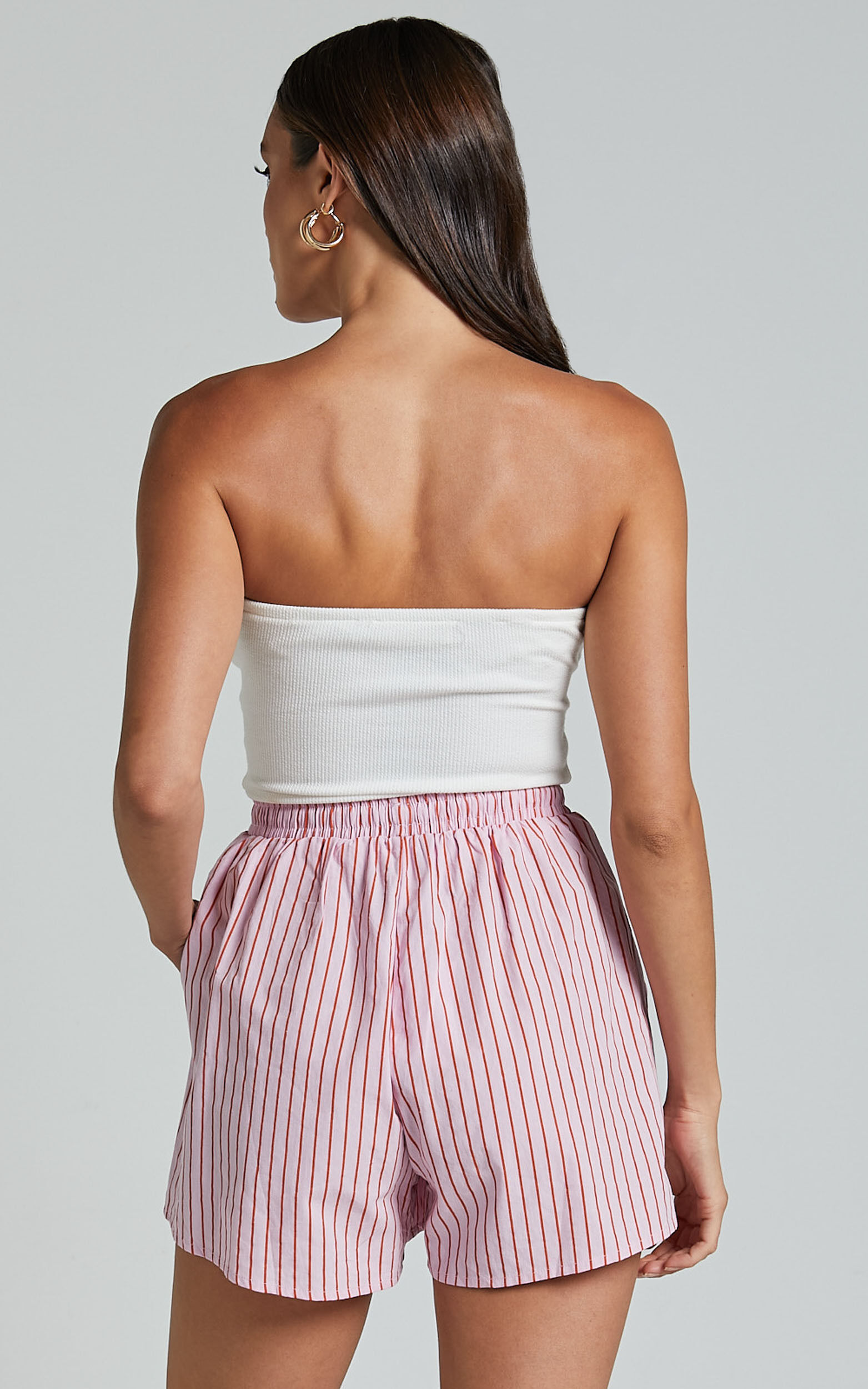 Pink and white striped shorts shop